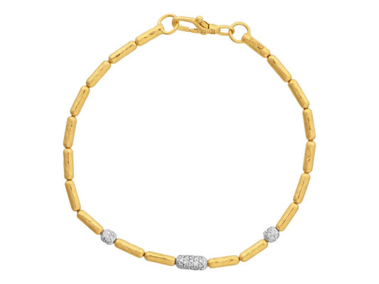 Gurhan Vertigo Diamond Bracelet 24K Yellow Gold 3 Diamond Stations Diamonds .50 Carats