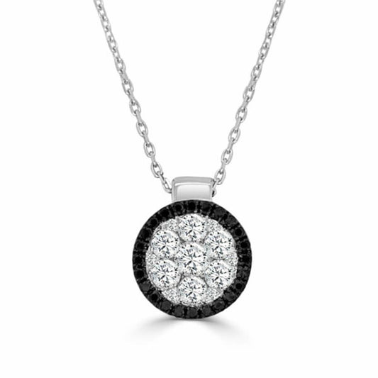Frederic Sage 14K White Gold Round Firenze II Black and White Diamond Necklace