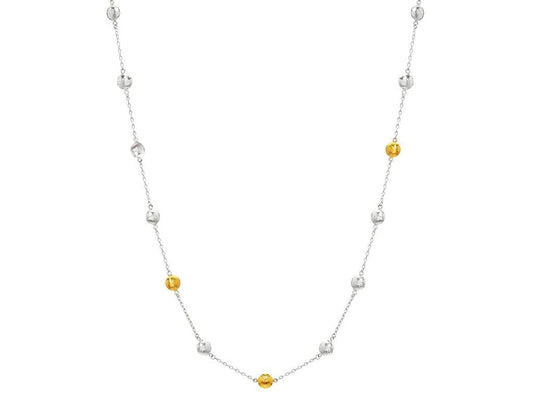 Gurhan Sterling Silver Lentil Station Necklace Layered 24K Gold