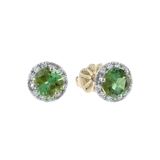 La Viano Fashion 14K White Gold Tourmaline and Diamond Earrings
