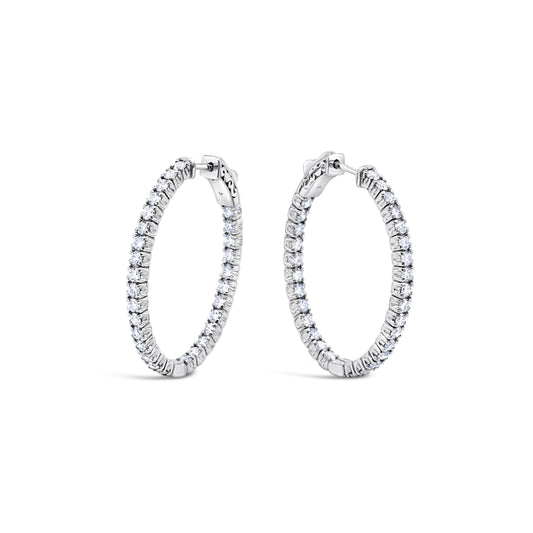 LaViano Fashion 14K White Gold Diamond Hoop Earrings
