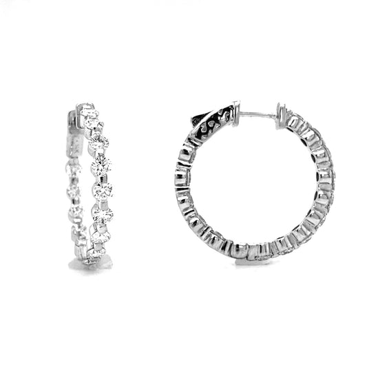 LaViano Fashion 14K White Gold Diamond Hoop Earrings