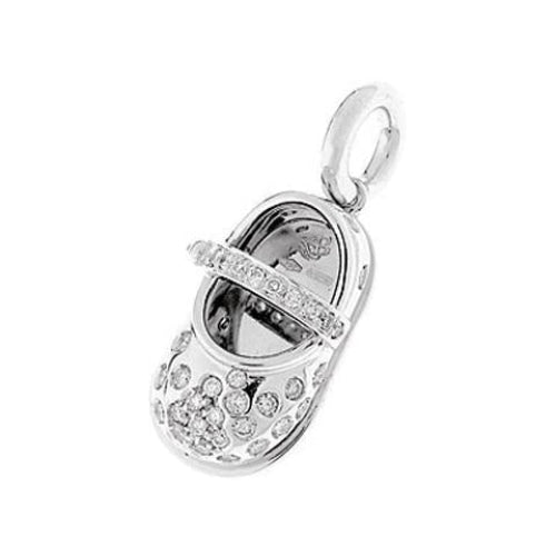Aaron Basha - 18K White Gold & Diamond Baby Shoe Charm |