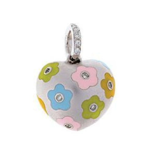 Aaron Basha - 18K White Gold Puffy Heart With Diamond &