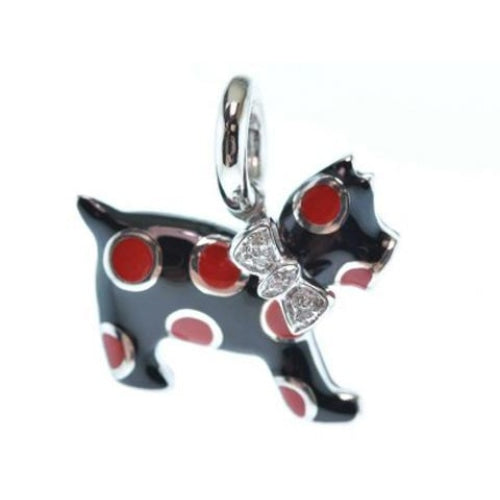 Aaron Basha 18K White Gold Red Spotted Dog Charm - LaViano