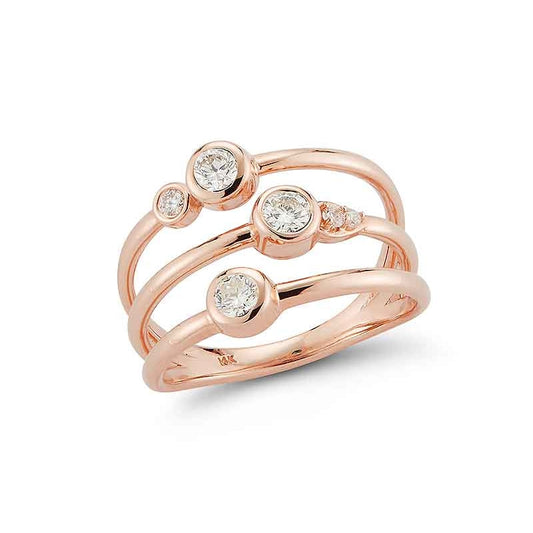 lavianojewelers - 14K Rose Gold Triple Stack Diamond Ring |