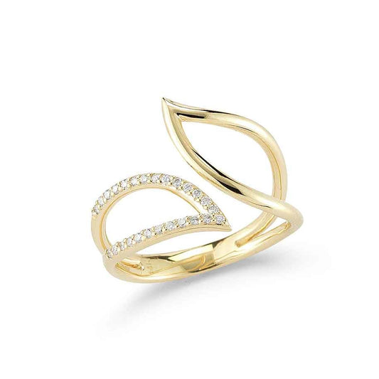 lavianojewelers - 14K Yellow Gold Diamond Leaf Ring |