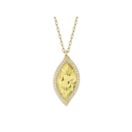 Carelle - 18K Yellow Gold Lemon Quartz and Diamond Leaf