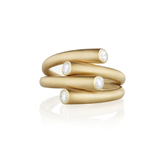 Carelle - 18K Yellow Gold Whirl Duo Diamond Ring | LaViano