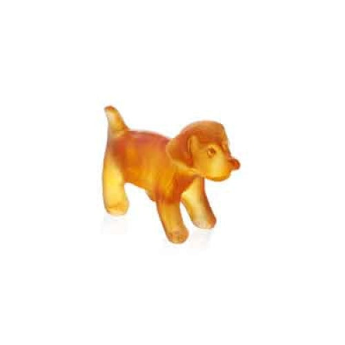 Daum Crystal - Mini Amber Standing Puppy | LaViano Jewelers