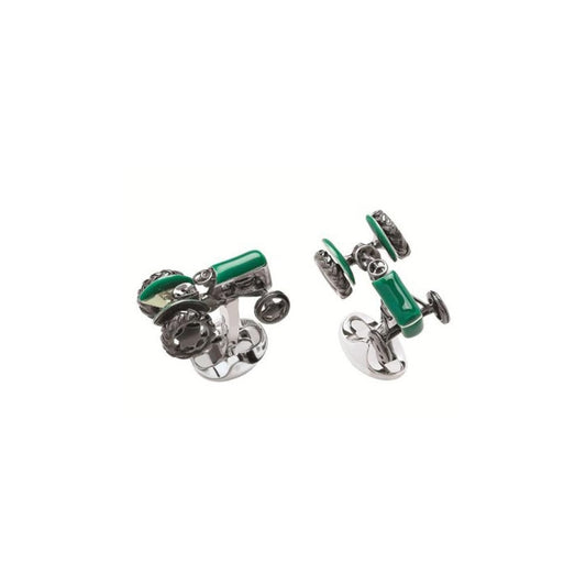 Deakin & Francis - Sterling Silver Green Tractor Cufflinks |