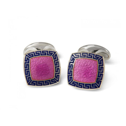 Deakin & Francis - Sterling Silver Pink Enamel Cufflinks