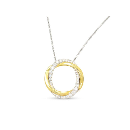 Frederic Sage - 14K Two Tone Diamond Halo Pendant Necklace |