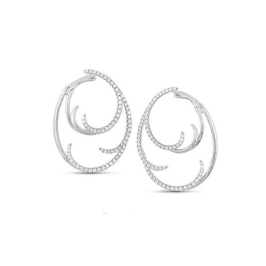 Frederic Sage - 14K White Gold Diamond Hoop Earrings |