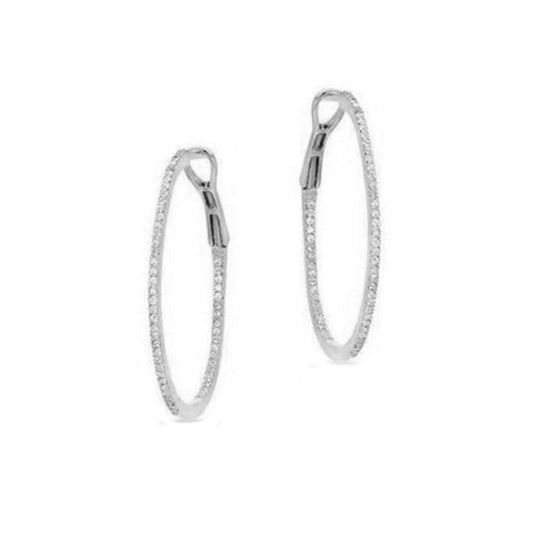 Frederic Sage - 14K White Gold Diamond Hoop Earrings |