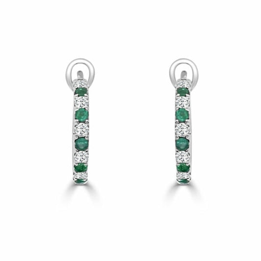 Frederic Sage Earrings - 18K White Gold Diamond and Emerald