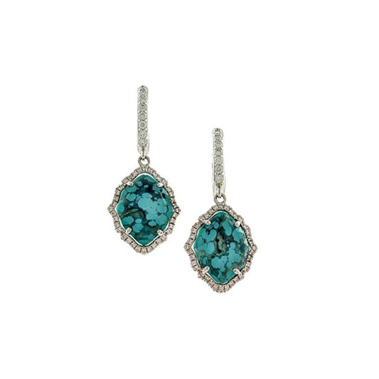 Frederic Sage - 18K White Gold Turquoise and Diamond Drop