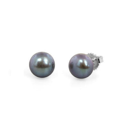 Honora - 14K White Gold Black Pearl Stud Earrings | LaViano