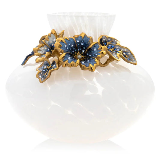 Jay Strongwater Vases - Holland Leaf And Flower Vase Navy