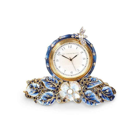 Jay Strongwater - Mayfair Leaf & Bee Clock - Delft Garden |