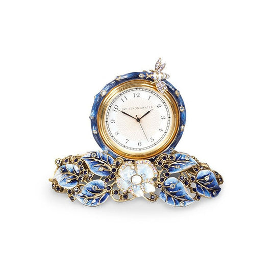 Jay Strongwater - Mayfair Leaf & Bee Clock - Delft Garden |