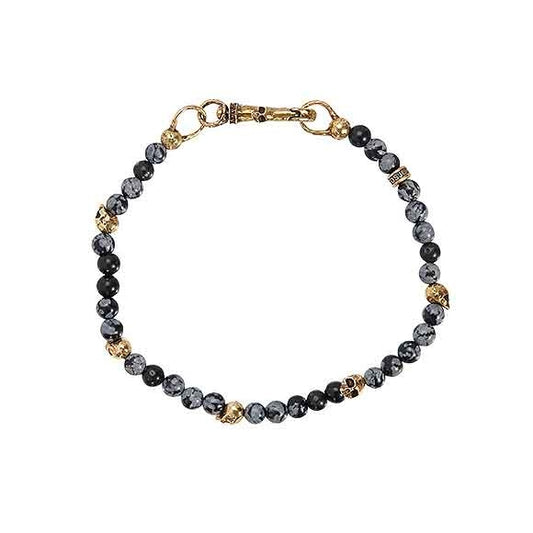 John Varvatos - Brass Obsidian Braided Bracelet | LaViano