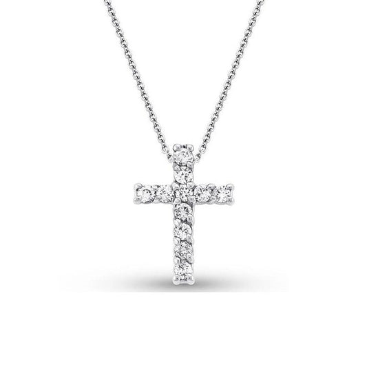 lavianojewelers - 14K White Gold Diamond Cross Necklace |