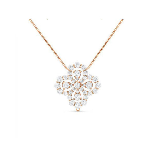 14K Rose Gold Diamond Clover Pendant