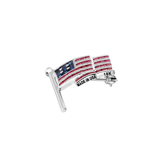 lavianojewelers - 14K White Gold American Flag Pin | LaViano