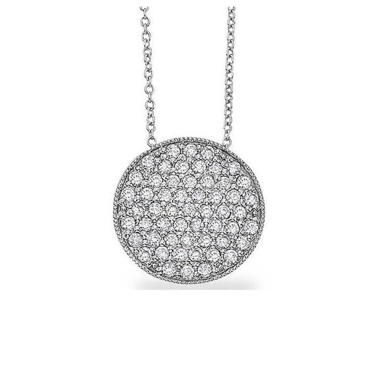 lavianojewelers - 14K White Gold and Diamond Pave Disc