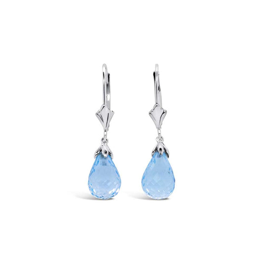 LaViano Jewelers 14K White Gold Blue Topaz Drop Earrings