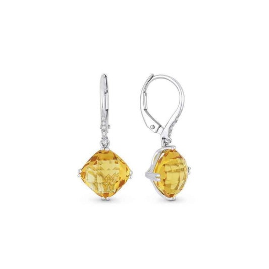 lavianojewelers - 14K White Gold Citrine Drop Earrings |