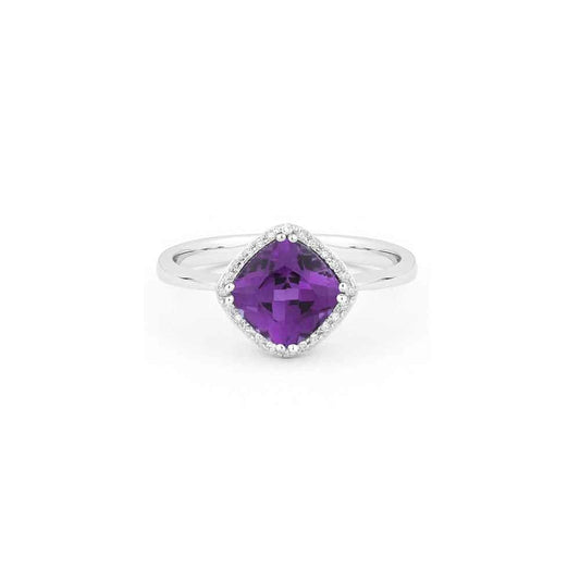 lavianojewelers - 14K White Gold Diamond and Amethyst Ring |
