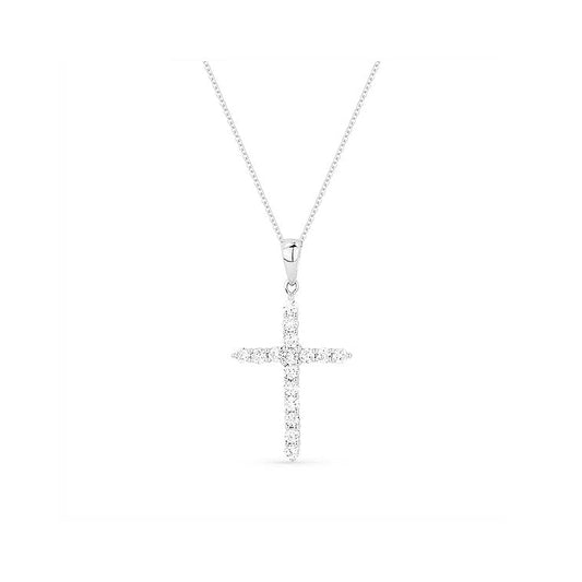 Image of 14K White Gold Diamond Cross Necklace with diamonds weighing 0.46 carat.