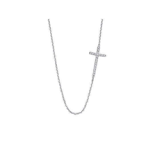 lavianojewelers - 14K White Gold Diamond Cross Necklace |