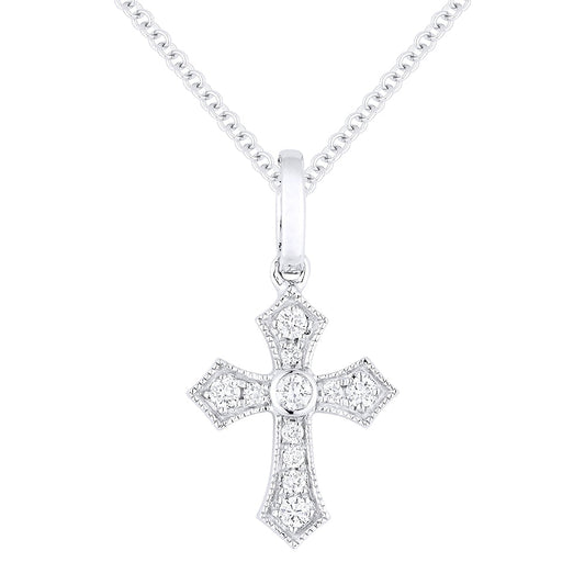 LaViano Jewelers Necklaces - 14K White Gold Diamond Cross |