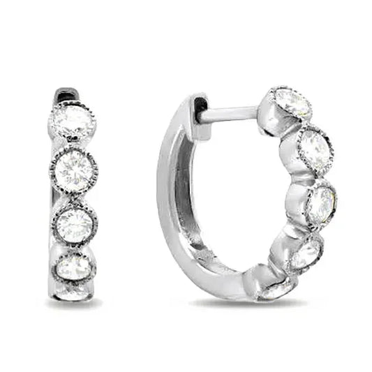 LaViano Jewelers Earrings - 14K White Gold Diamond Hoop