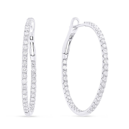 LaViano Jewelers Earrings - 14K White Gold Diamond Hoop