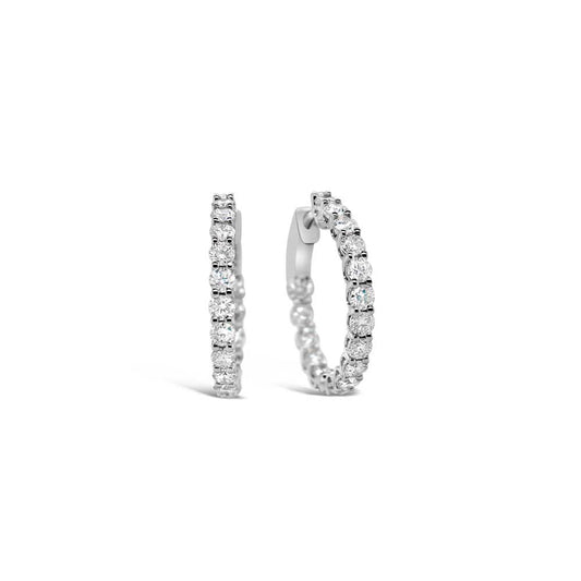 LaViano Jewelers 14K White Gold Diamond Hoop Earrings