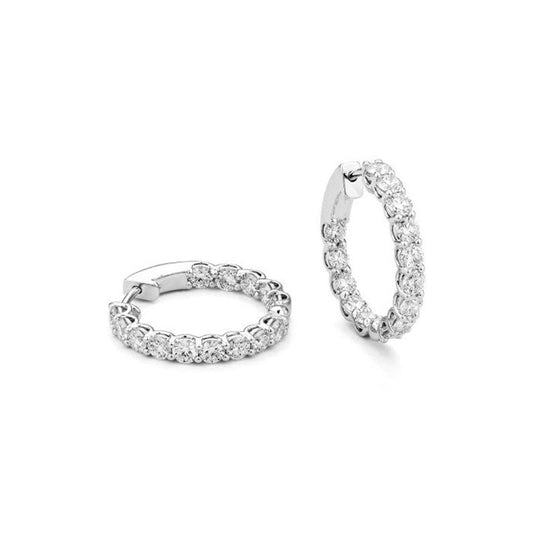 lavianojewelers - 14K White Gold Diamond Hoops | LaViano