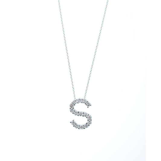 lavianojewelers - 14K White Gold Diamond Initial Necklace |