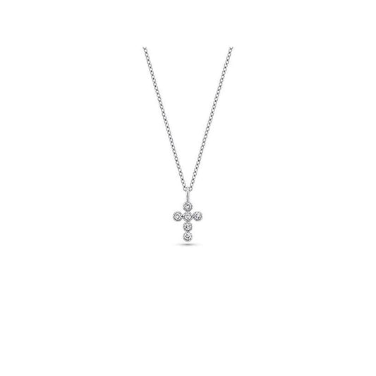 lavianojewelers - 14K White Gold Diamond Mini Cross Necklace