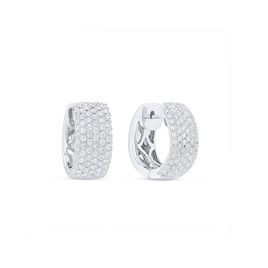 14K White Gold Diamond Pave Earrings