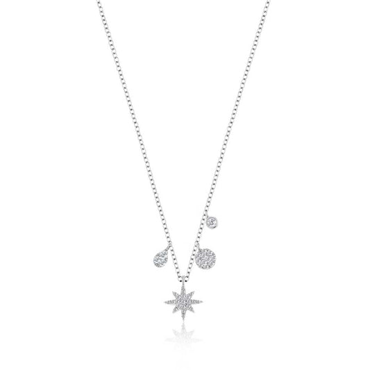 lavianojewelers - 14K White Gold Diamond Starburst Necklace
