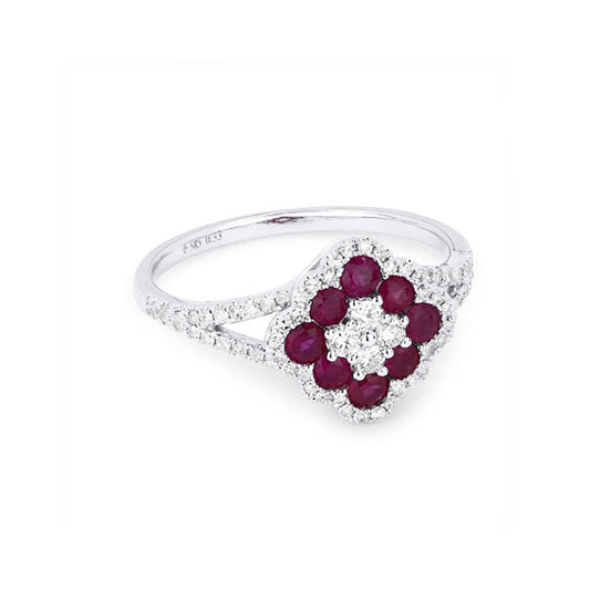 14K White Gold Ruby and Diamond Ring