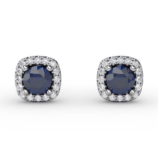 LaViano Jewelers Earrings - 14K White Gold Sapphire and