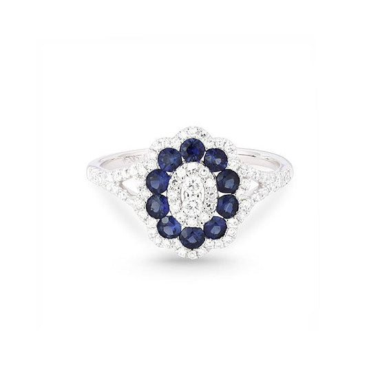 14K White Gold Sapphire and Diamond Ring
