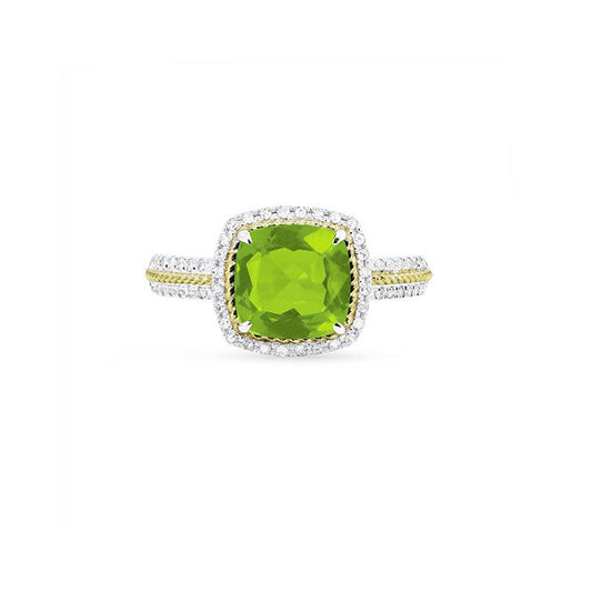 14K Yellow Gold Diamond and Peridot Ring