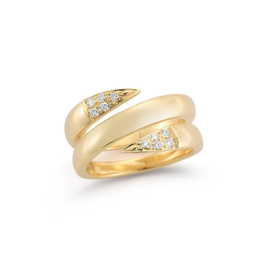lavianojewelers - 14K Yellow Gold Diamond Double Vault Ring