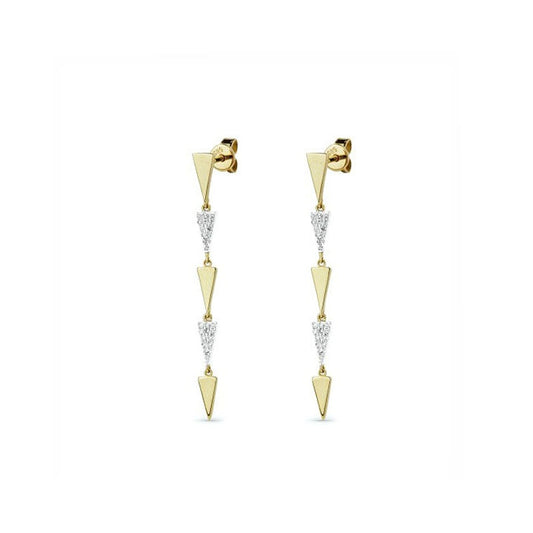 14K Yellow Gold Diamond Drop Earrings